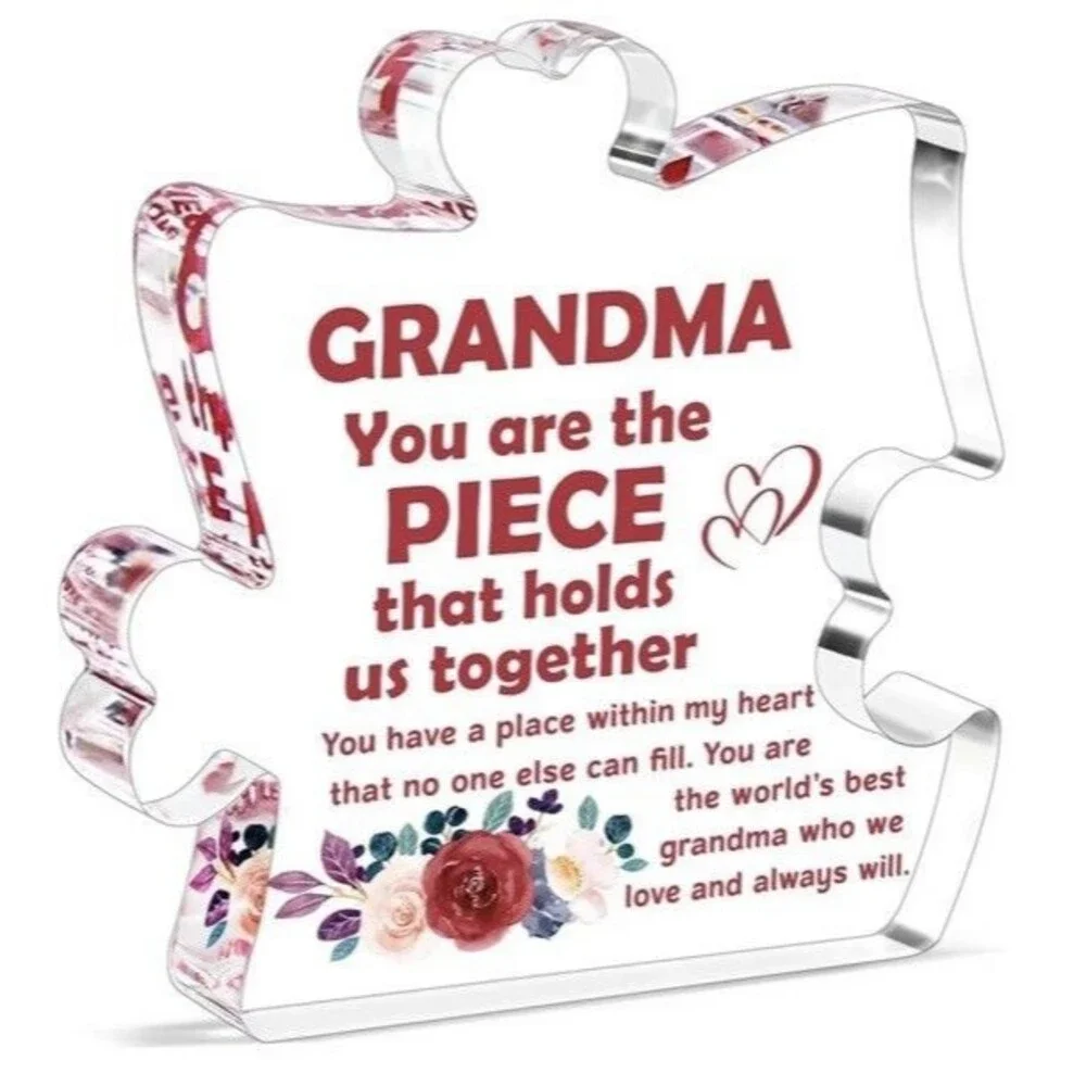 Grandma Plaque Desk Sign Gift Mother’s Day Grandparent’s Day Floral Paper Weight - Picture 1 of 7